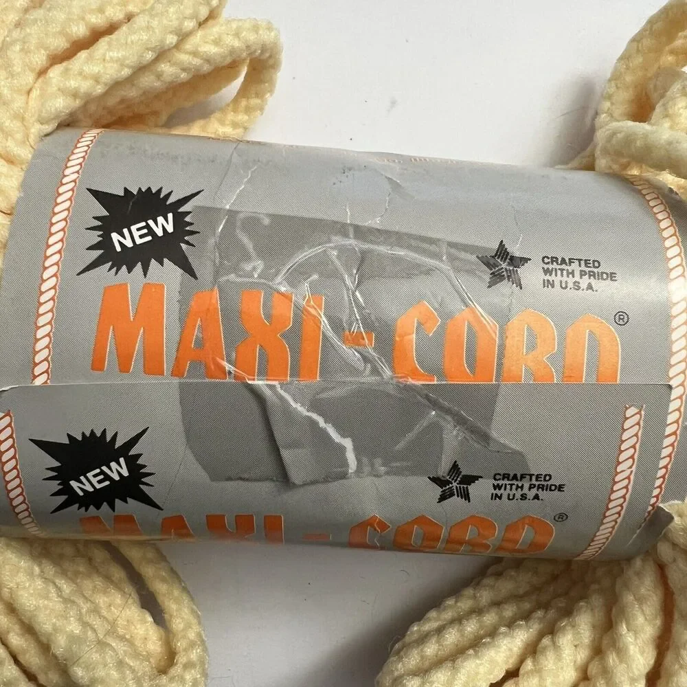 Vintage Maxi Cord Braided 6mm 50 Yards Macrame Crafting Knotting Weaving Beige